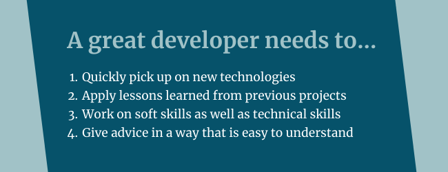 a list of what a great custom software developer needs to do